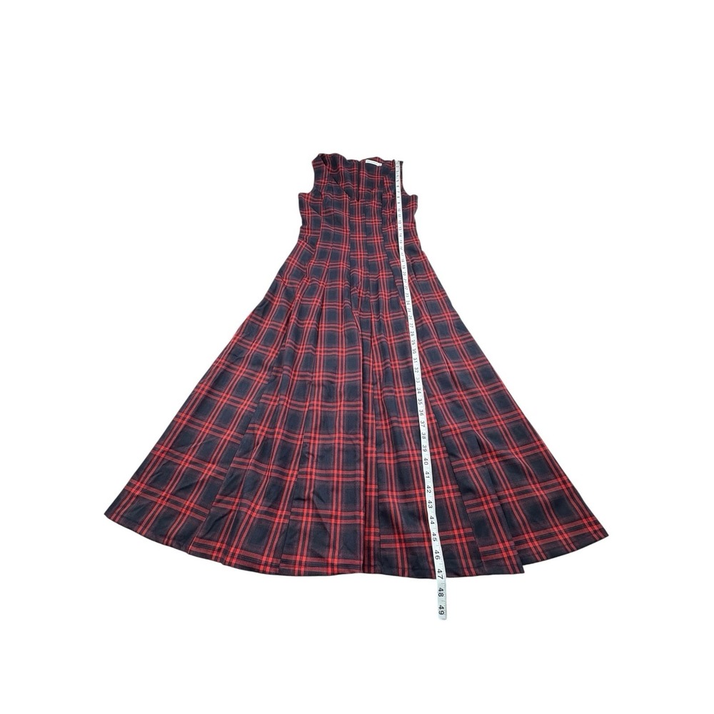 Avec Les Filles Red Black Plaid Sleeveless Midi Dress Women's Size 8 NWOT - Picture 7 of 7